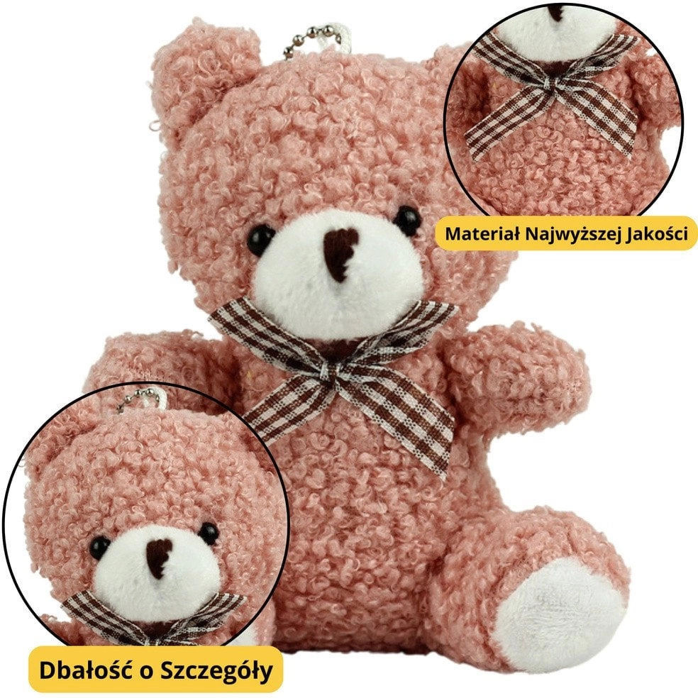 Teddy bear keychain pink 8 cm