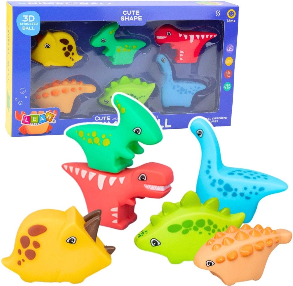 Set of Colorful Rubber Dinosaurs Bath