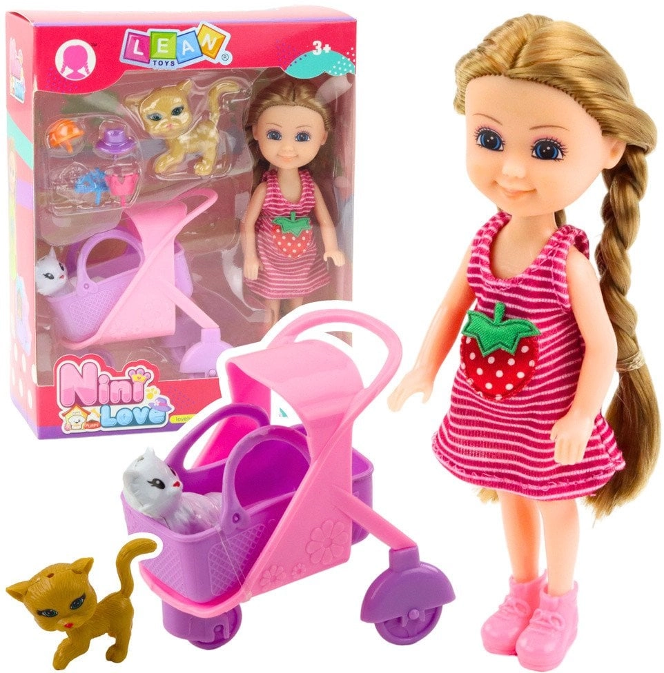 Mini Doll With Accessories Cat Stroller