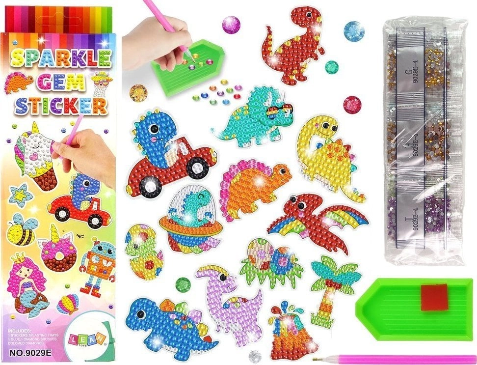 LeanToys Diamond Embroidery Stickers Set Dinosaurs
