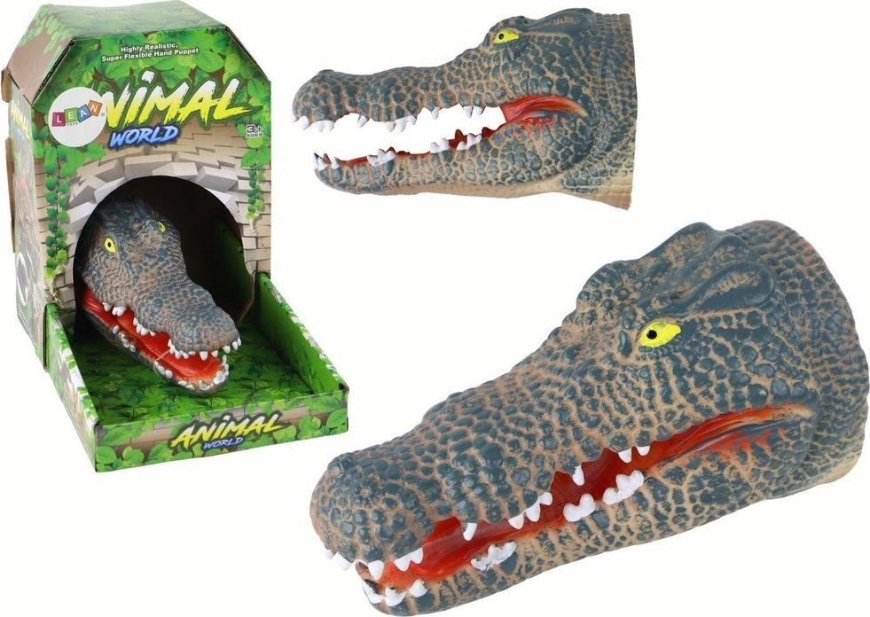 LeanToys Hand Puppet Crocodile Animal Gray