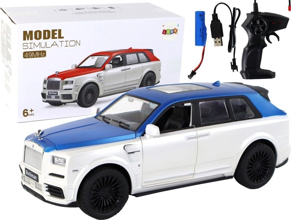 LeanToys Auto R/C 1:20 balts un zils ar tālvadības pulti