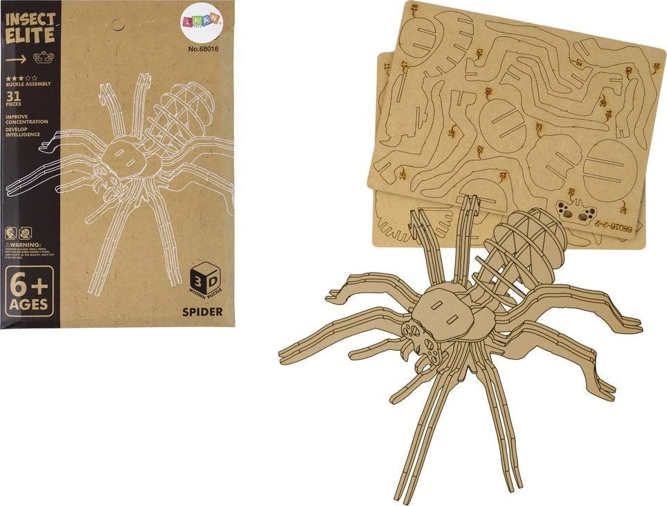 LeanToys Wooden 3D Spatial Puzzle Spider