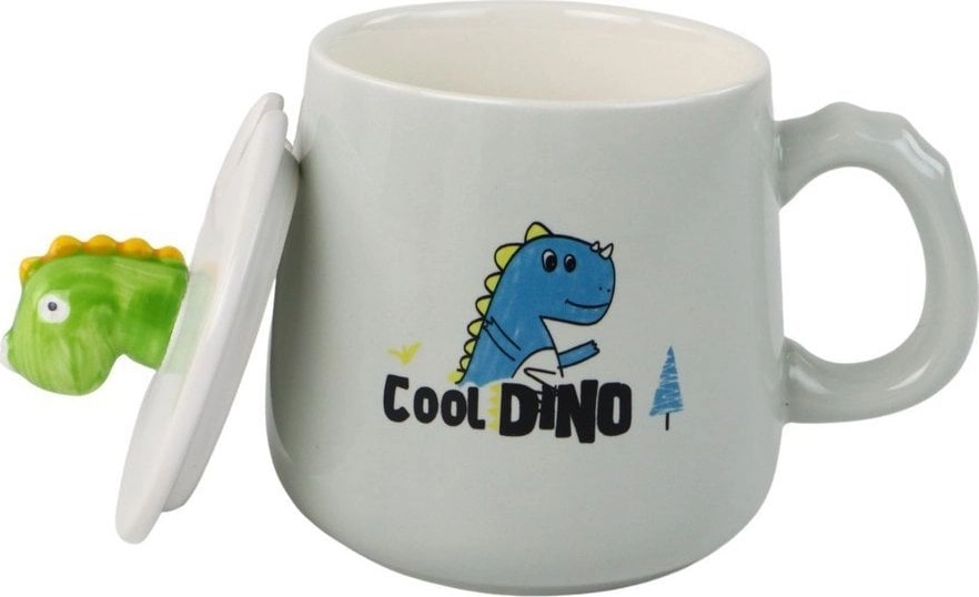 LeanToys Ceramic Mug Dinosaur Blue Lid