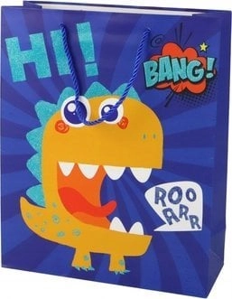 LeanToys Papierowa Torba Prezentowa Granatowa Dinozaur