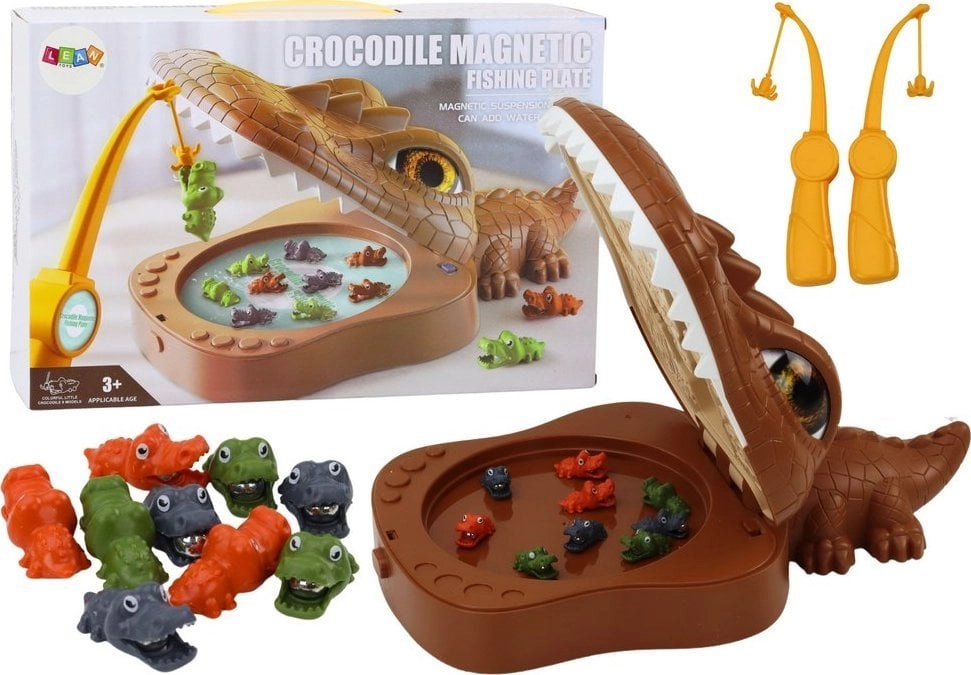 LeanToys Crocodile Fishing Game Magnetic Brown