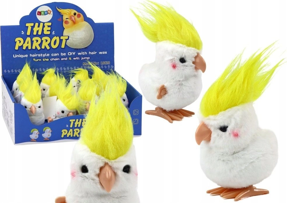LeanToys Jumping Parrot Wind-Up Plush Toy