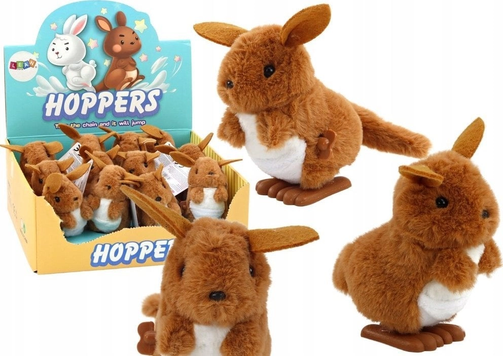 LeanToys Jumping Kangaroo Wind-Up Plush Toy