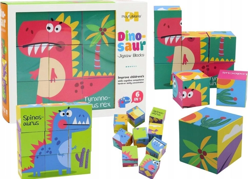 LeanToys Edukacyjne Puzzle 6w1 Klocki Układanka