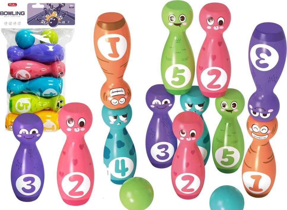 Bowling Set Smileys Colorful Balls 10