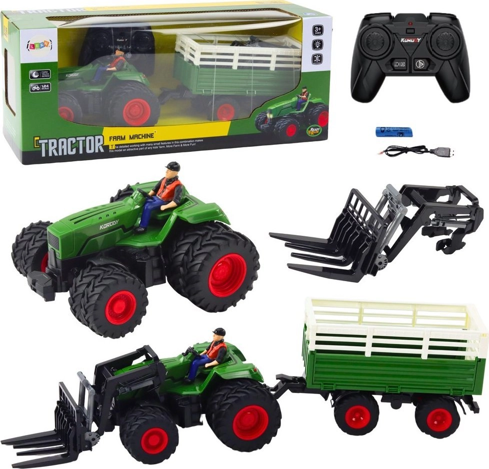 Farm Tractor With Trailer and Forks