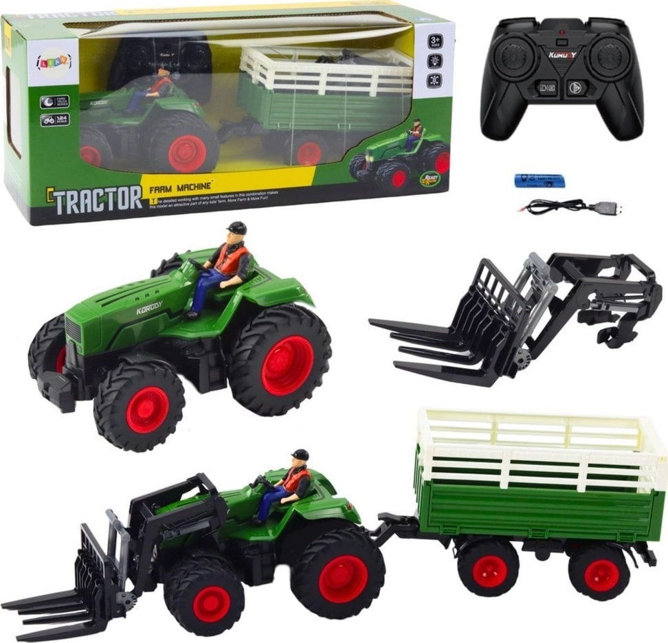 Farm Tractor With Trailer and Forks