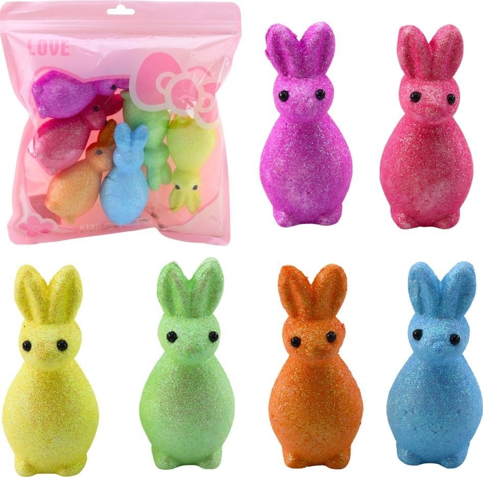 Styrofoam Easter Bunnies Glitter Decorative Colorful