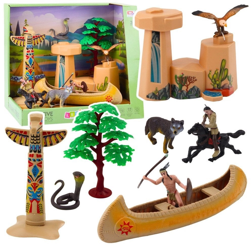 Indian Set Figurines Village Indians Kayak