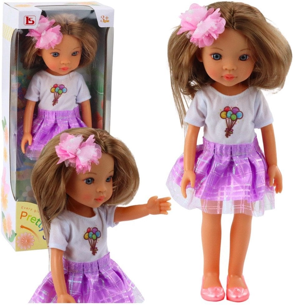 Doll In Purple Dress Long Brown