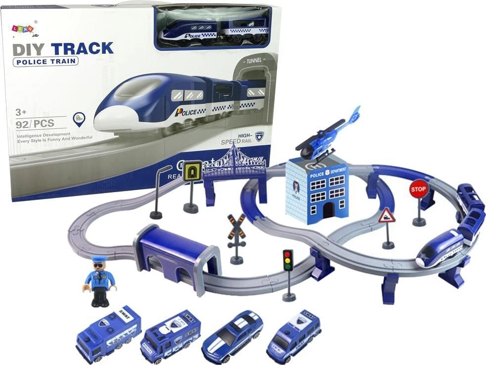 LeanToys Set Town Police Blue Train