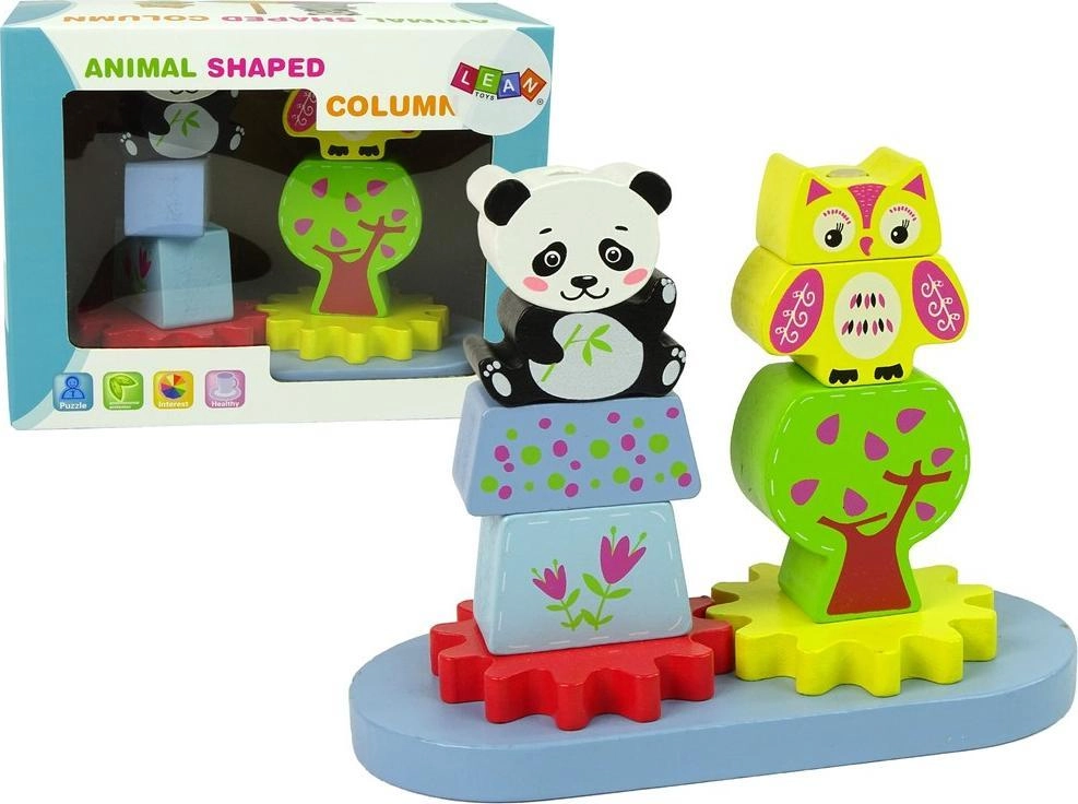 Wooden animals sorter Owl  panda  gears