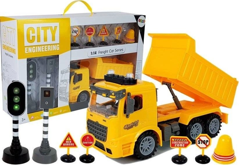 Dump truck + road signs 1818912580515
