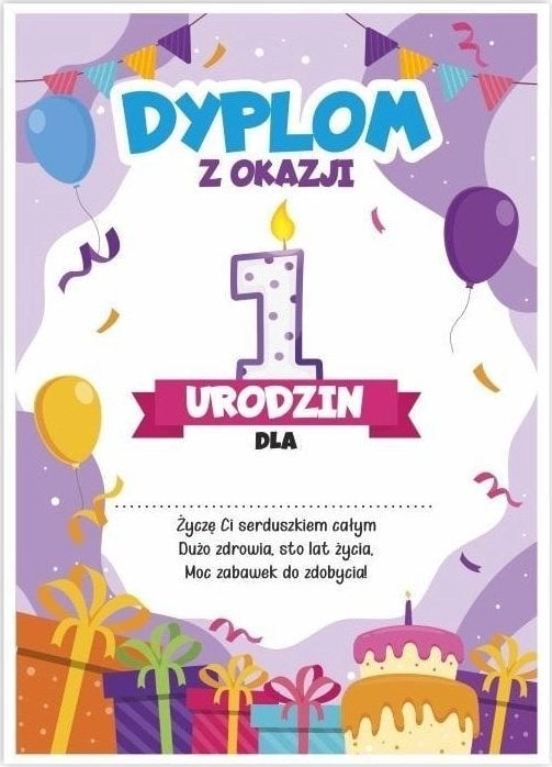 A5 birthday diploma - first birthday
