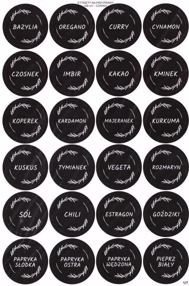 Spice labels black 40mm 168 pcs