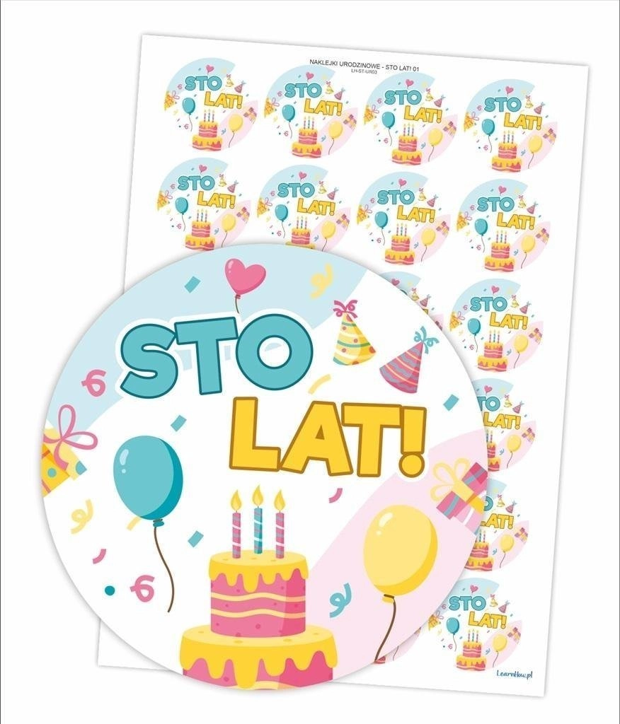 LearnHow Naklejki urodzinowe - Sto lat