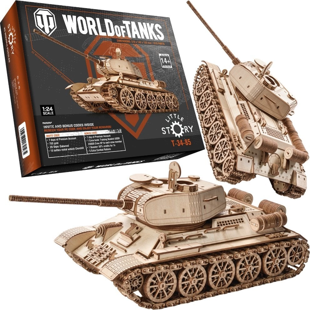 3D Wooden Puzzle - T-34-85 Tank