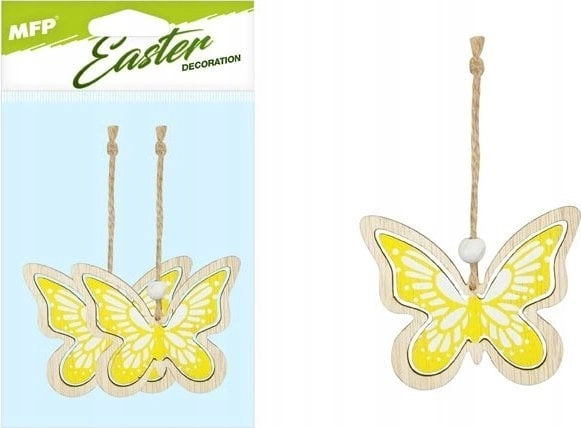 Butterflies  yellow wooden pendant  2 pcs