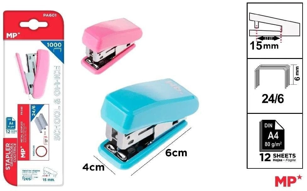 Zszywacz mini 24/6 + zszywki 8435250984459
