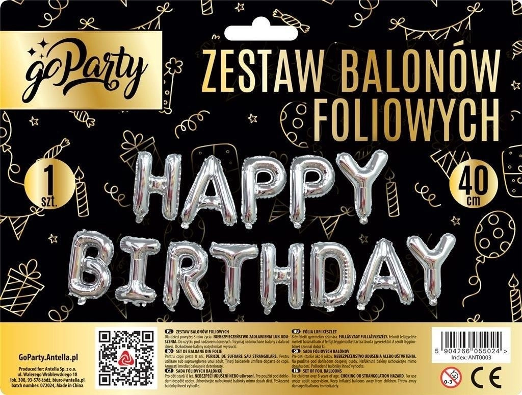 A set of Happy Birthday silver