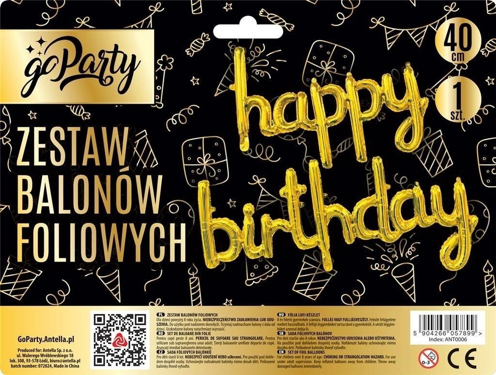 Set of Happy Birthday gold foil