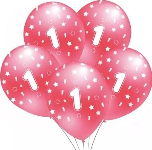 Balloon with print "1" pink