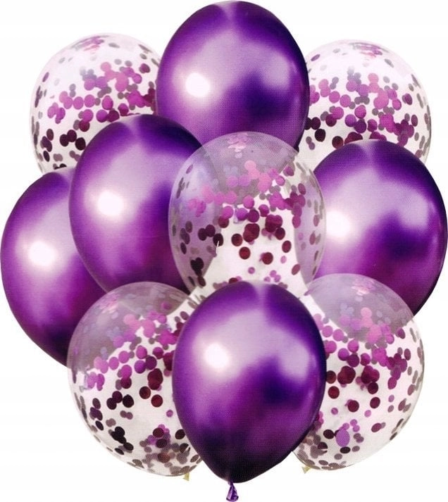 Set of purple balloons with confetti