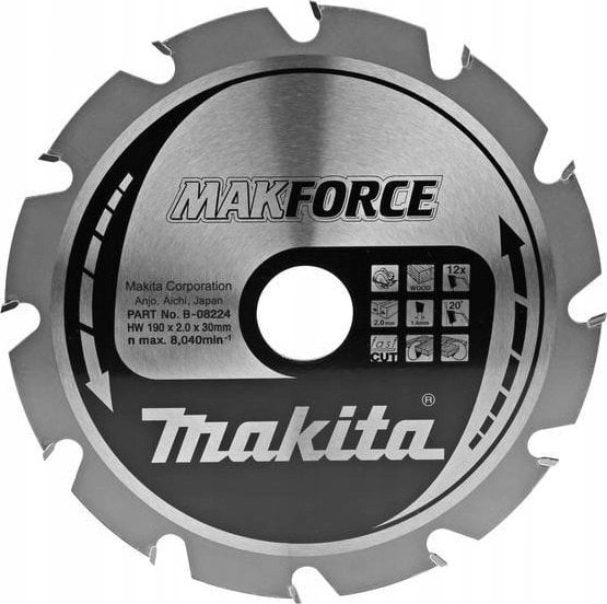 Makita MAKITA PIŁA TARCZOWA  190x30x12Z MAKFORCE
