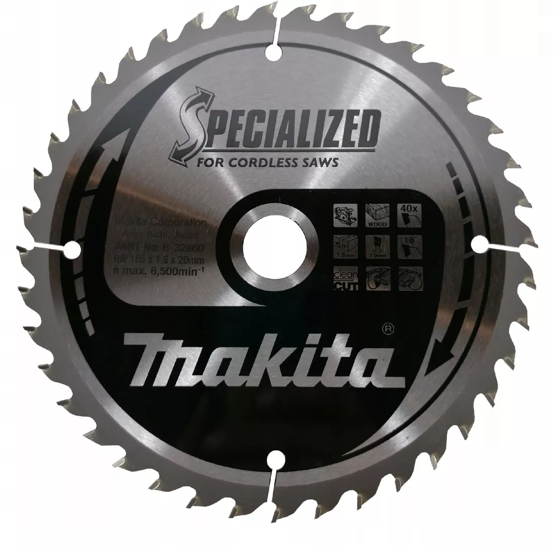 Makita SPECIALIZED Sägeblatt 165x20x40Z B-32960 0088381421836
