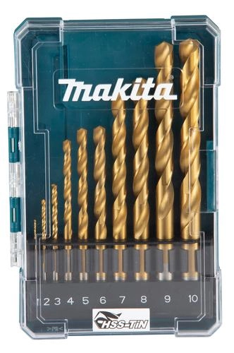Drilled Makita HSS-TiN metal bit set
