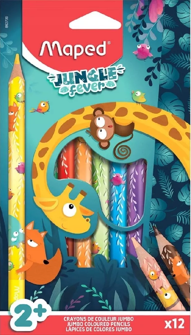 Maped *****Jumbo Jungle triangular crayons 12/pud