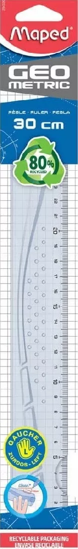 Geometric ruler 30 cm for left-handers