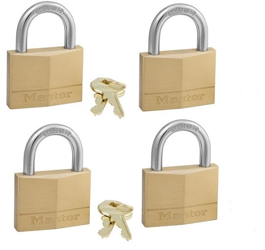 MasterLock Zestaw 4x Kłódka mosiężna 50mm