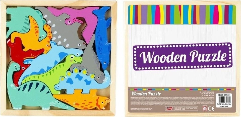 Wooden puzzle 12 pieces Dinosaurs 500646