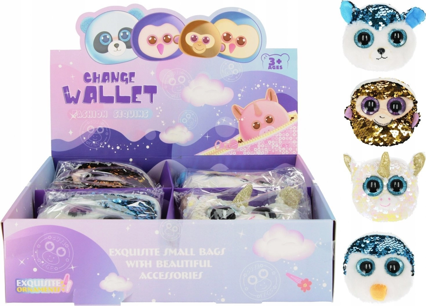 Mega Creative WALLET PLUSH SEQUIN ANIMAL
