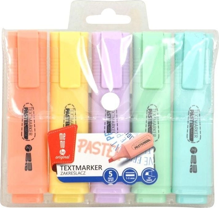 Pastel highlighters in a case of