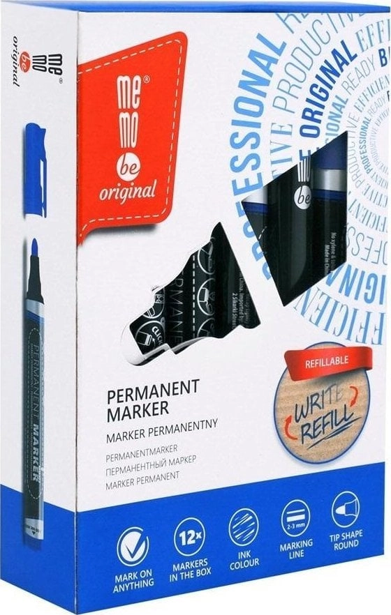 Blue permanent marker (12 pcs) MemoBe