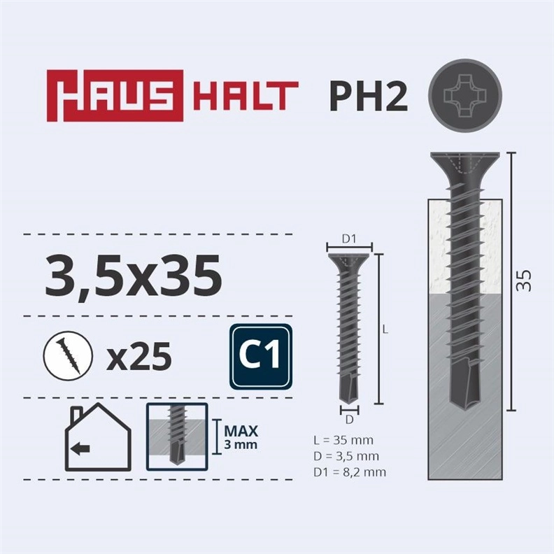 DRYWALL SCR MET 3.5X35 WITH