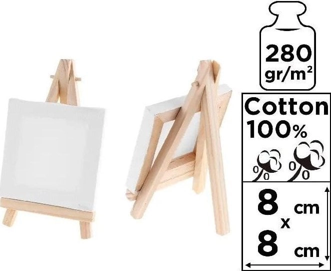 Mini canvas 8x8cm 280G/m2 + easel