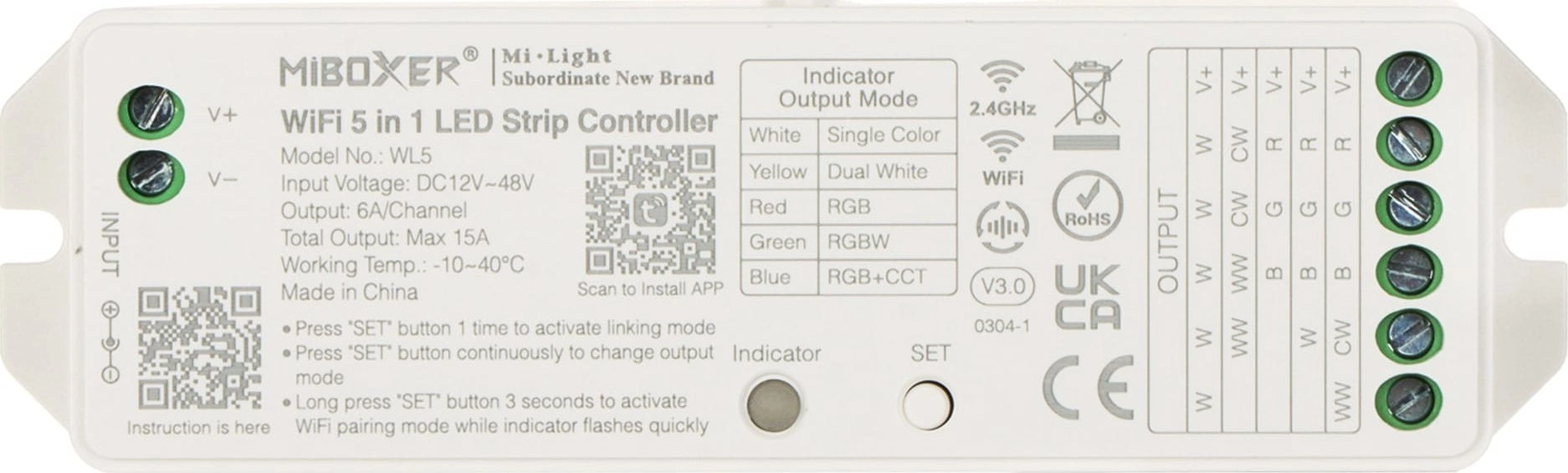 MiBoxer STEROWNIK OŚWIETLENIA LED WL5 Wi-Fi