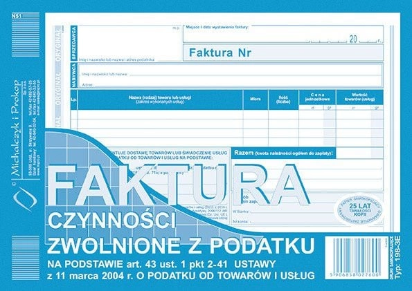 Michalczyk  Prokop Invoice for tax exemption