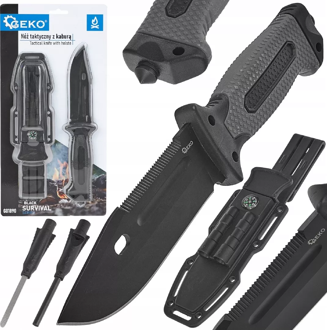 Tactical knife 275/135mm with holster BLACK