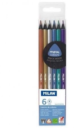 Milan Triangular Metallized Crayons 6 Colors