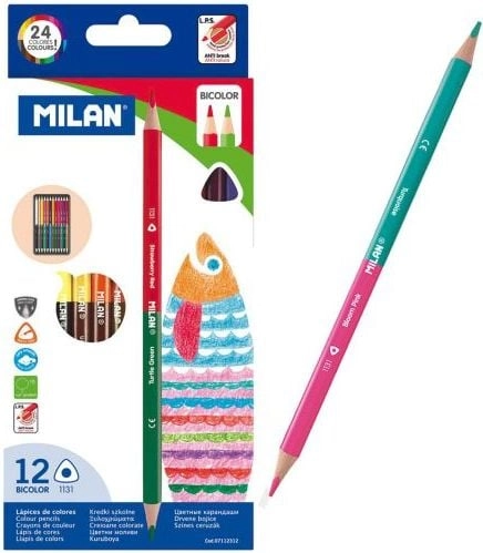 Milan Crayons 24 Colors Triangular Bicolor