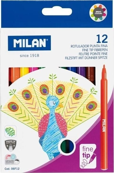 Milan Markers  round  thin  12 colors